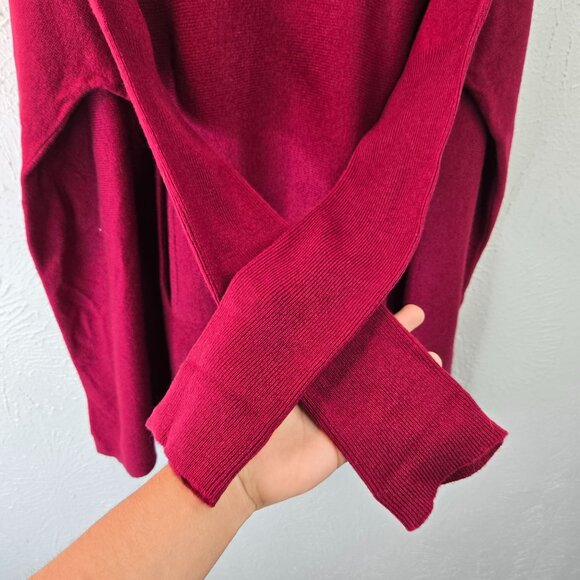 Garnet Hill Turtleneck Sweater Wool Cashmere S Burgundy Red Oversized Tunic Top - Picture 5 of 13
